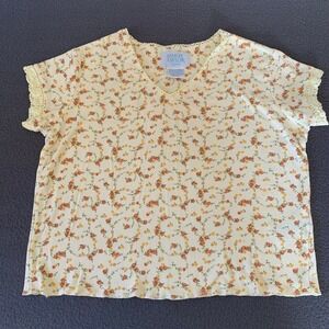 Vintage Ashley Taylor Sleepwear Floral PJ Top Short Sleeve Tee Cottagecore